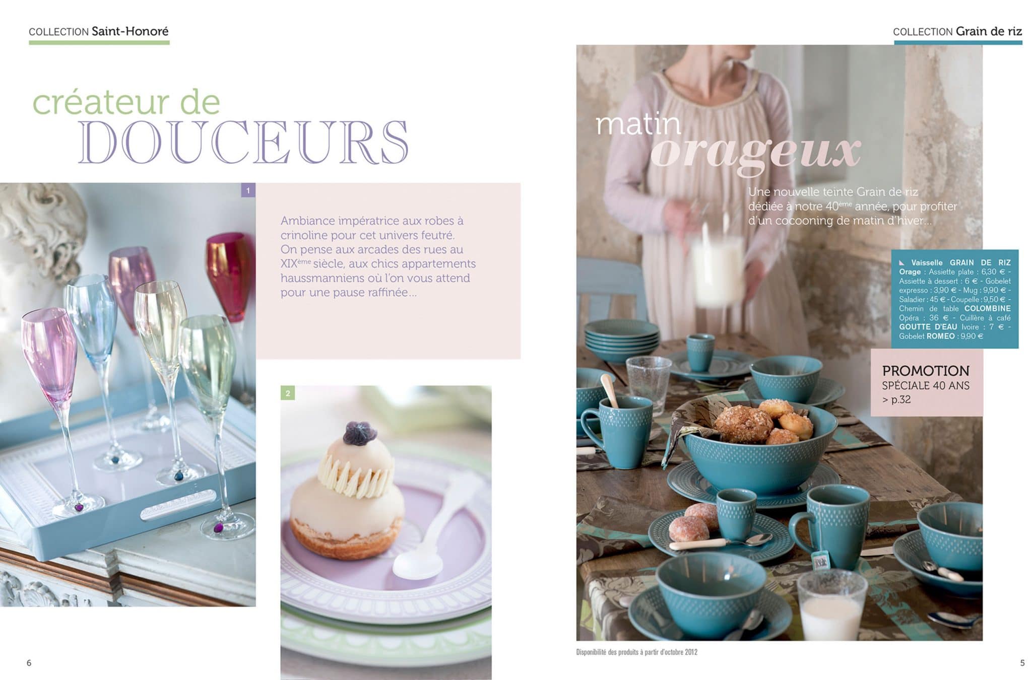Reportage photo déco pour les arts de la table. catalogue Geneviève Lethu.