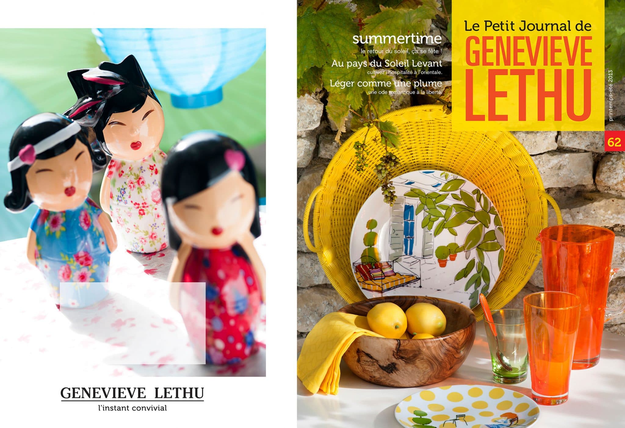 Reportage décoration pour catalogue art de la table geneviève Lethu.