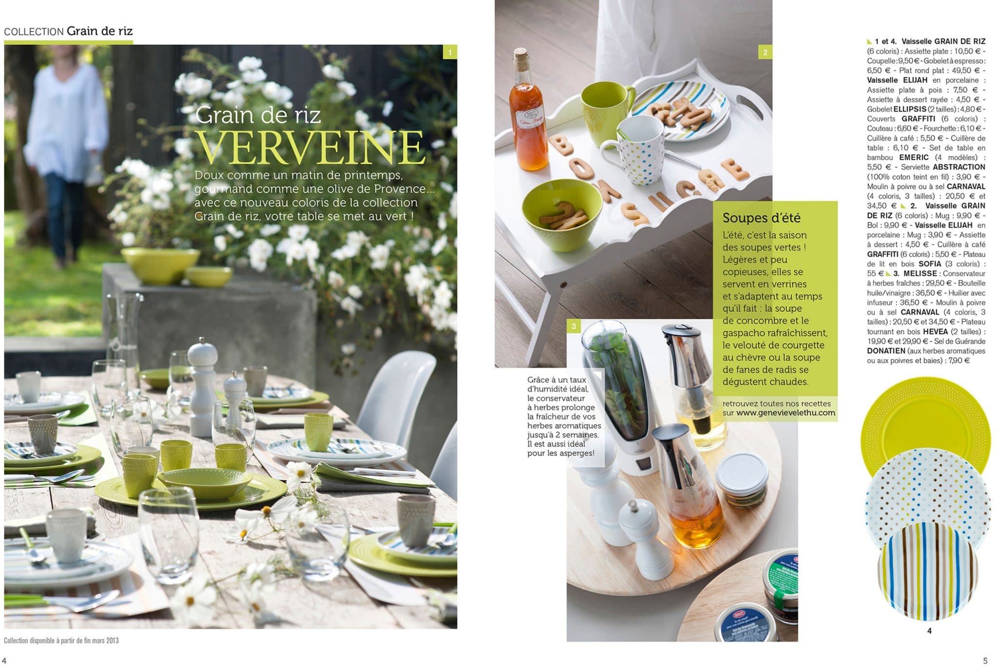 Reportage déco art de la table pour catalogue geneviève Lethu.