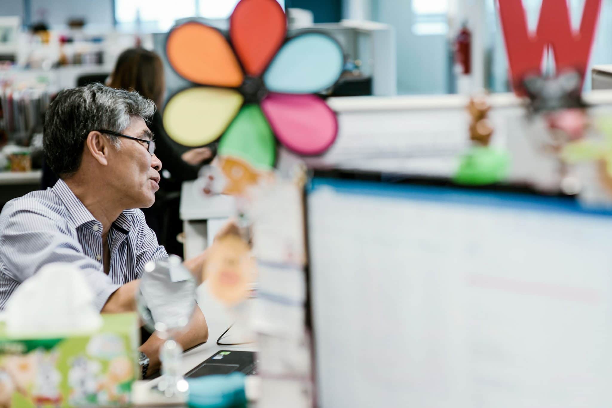 Dans les bureaux du siège de Globecast Asie à singapour