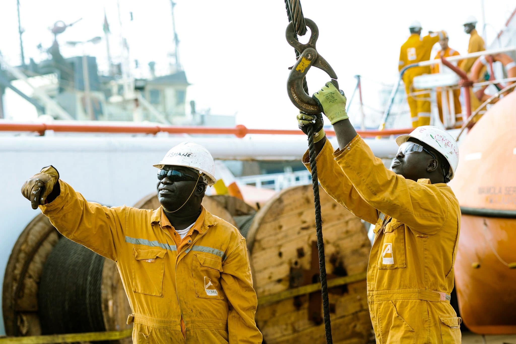 Photographe industriel sur les docks. Reportage industriel offshore du photographe Patrick Sordoillet A Walvis Bay en Namibie