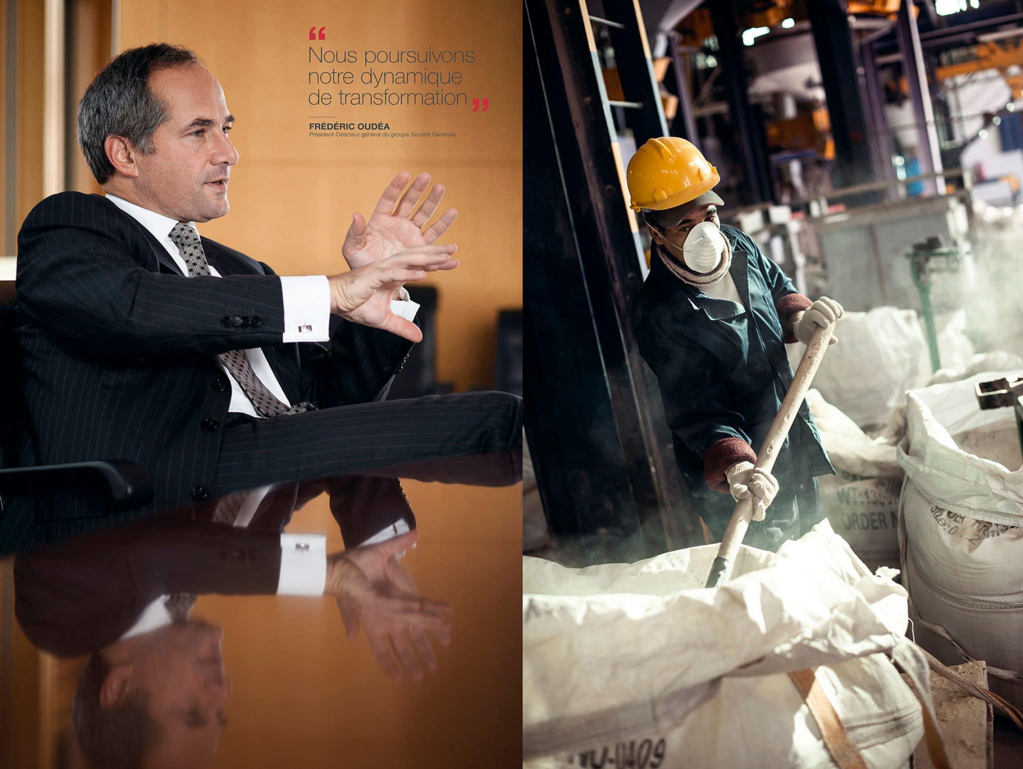 Portrait corporate de Frédéric Houdéa dans la salle du conseil au siège de la Société Générale
