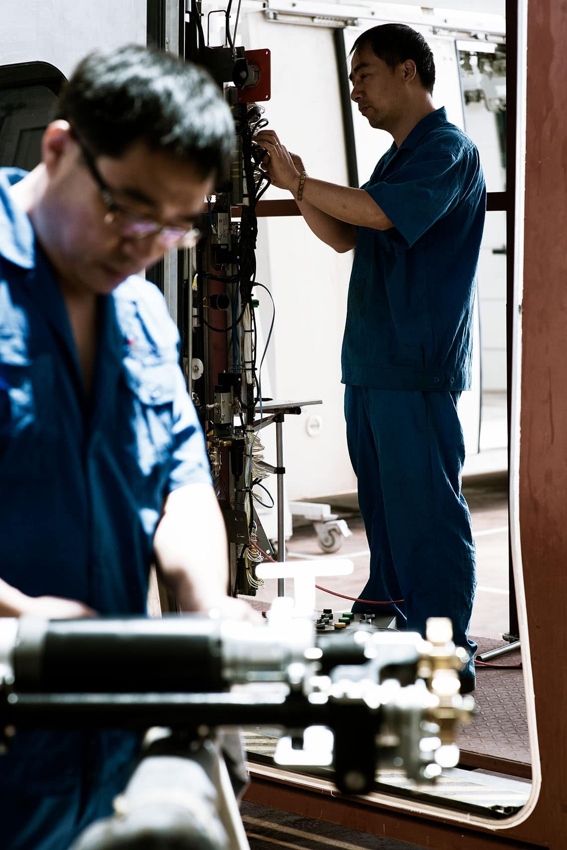 reportage en usine du photographe Patrick Sordoillet en chine pour Wabtec dans l'usine de Shanghaï