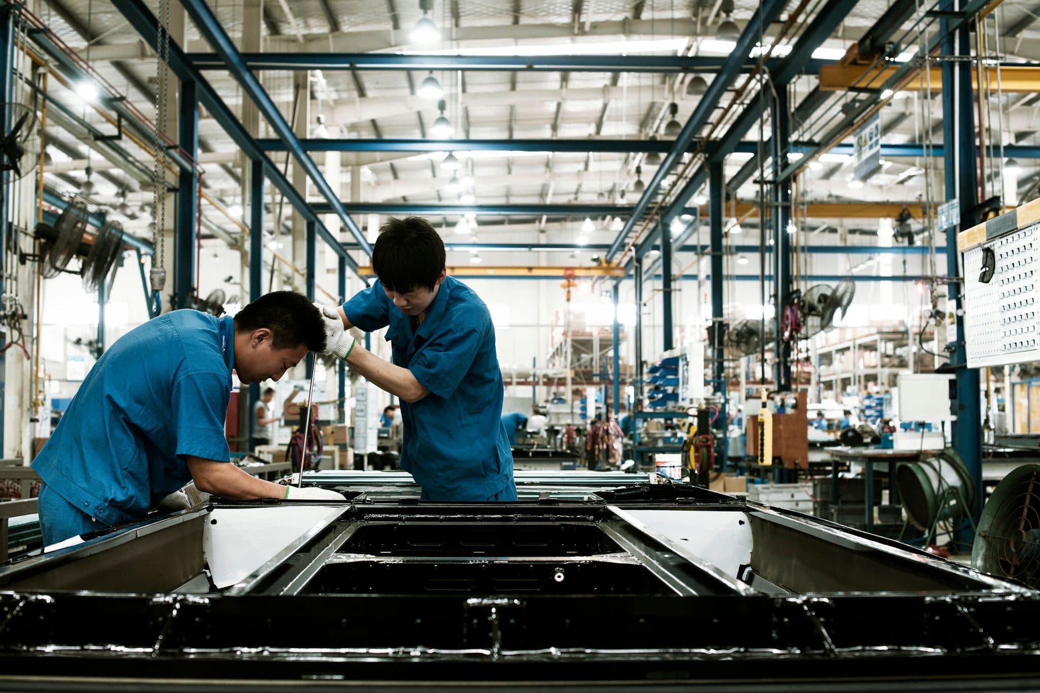 reportage photo du photographe Patrick Sordoillet en chine pour Wabtec dans l'usine de Shanghaï