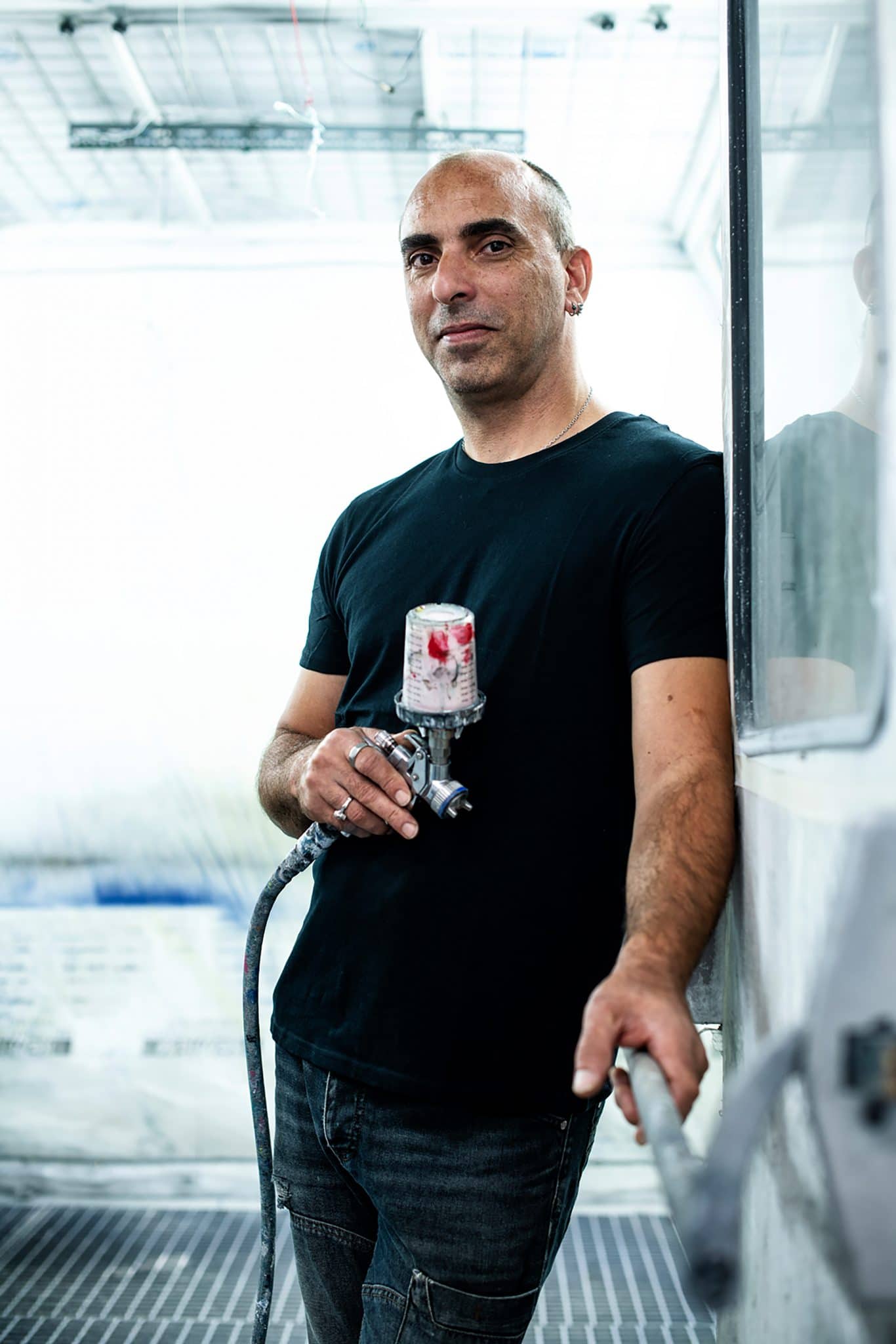 Photographe en usine. portrait industriel.