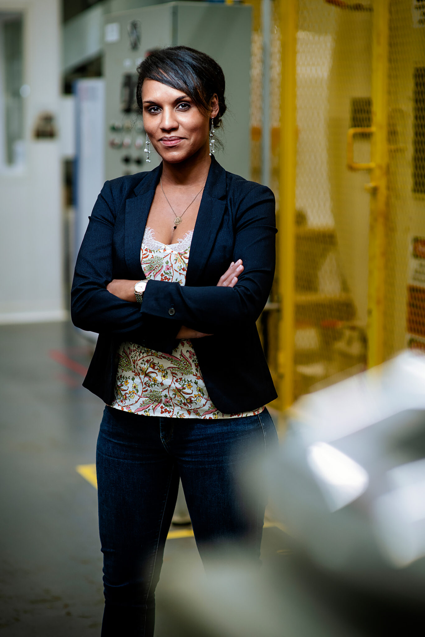 Portrait femme sur le site industriel de Evertree.