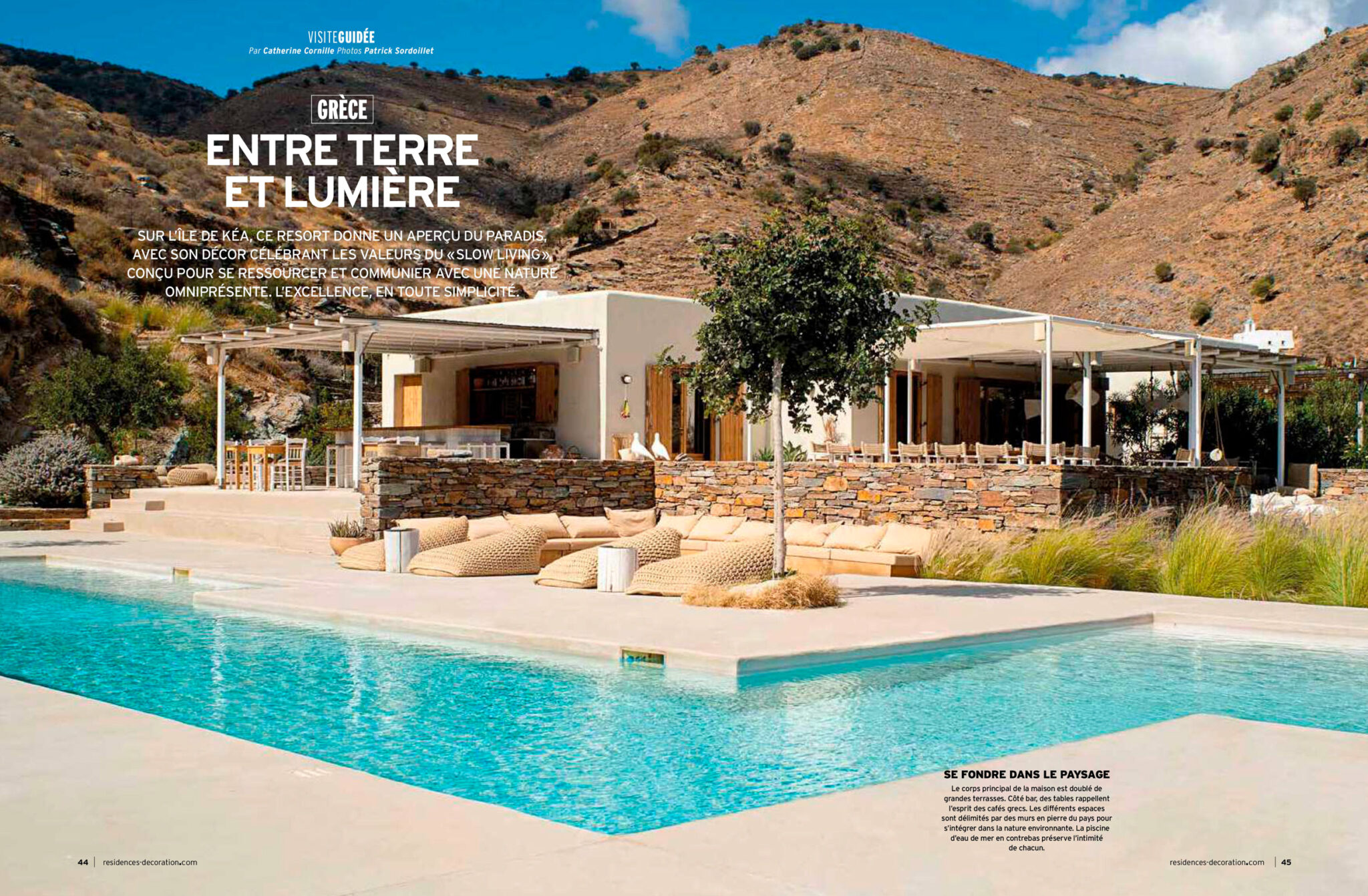 Résidences Décoration. Magazine de référence pour la décoration et le design. Kea Retreat sur l'île de Kéa en Grèce. Phtotographe d'intérieur.
