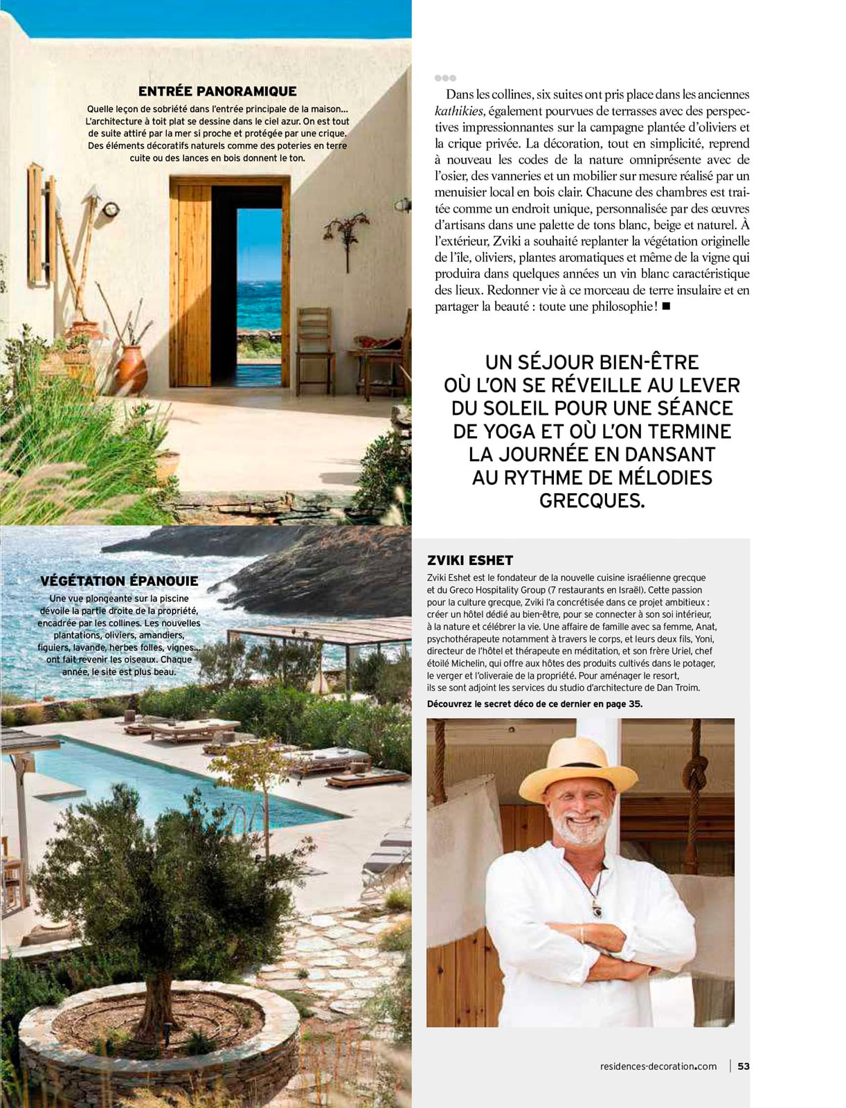 Magazine décoration et design. Résidences Décoration. Kéa Island. Grèce.