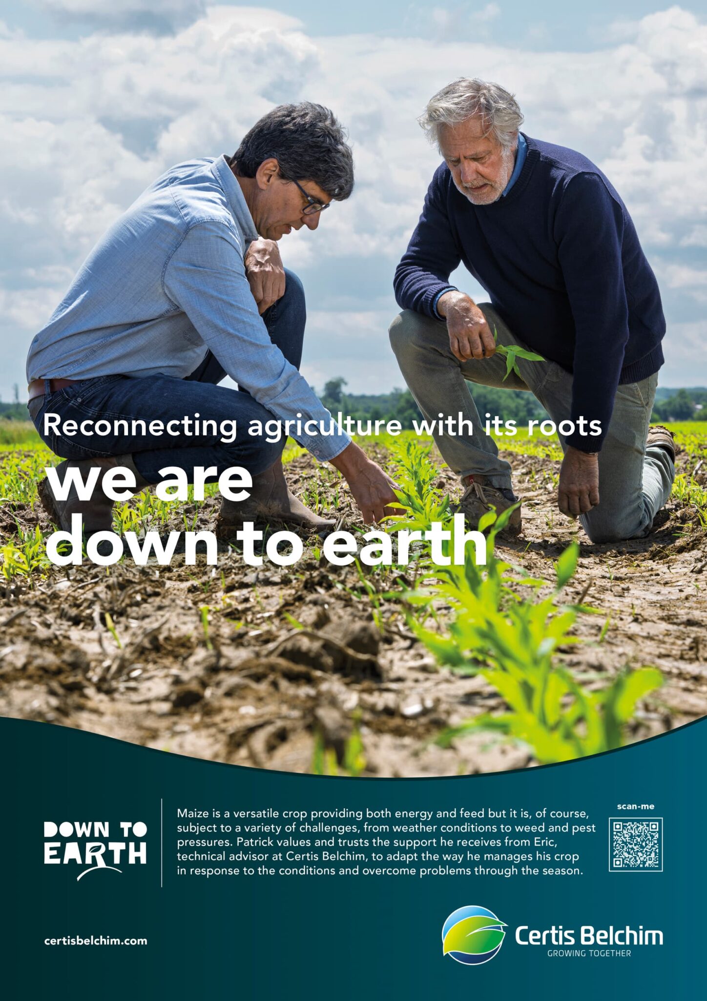 Reconnecting agriculture with its roots; agence de publicité Marc & Brandon; Patrick Sordoillet Photographe; Certis Belchim; campagne B2B; we are down to earth; Cultivating integrated solutions that work for you; campagne publicitaire; Portraits d'agriculteurs; agriculture; advertising photography