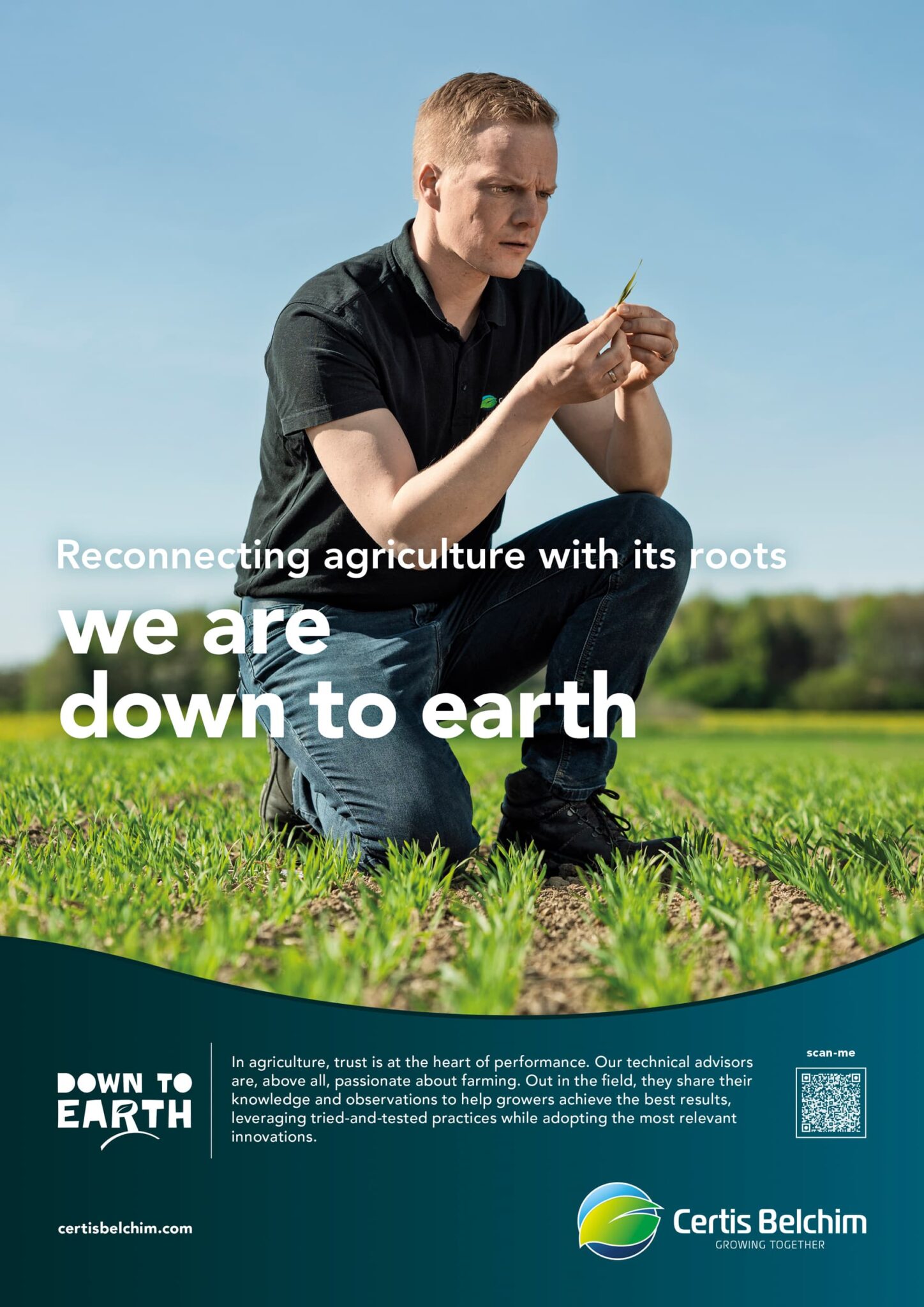 campagne B2B; we are down to earth; Cultivating integrated solutions that work for you; Reconnecting agriculture with its roots; campagne publicitaire; Patrick Sordoillet Photographe; Portraits d'agriculteurs; agence de publicité Marc & Brandon; agriculture; advertising photography; Certis Belchim;